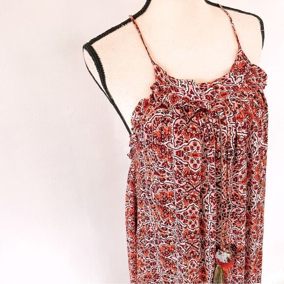 Misa Thale Marseille Print Pom Pom Tassel Floral Paisley Ruffle Maxi Dress Sz S - Picture 5 of 8
